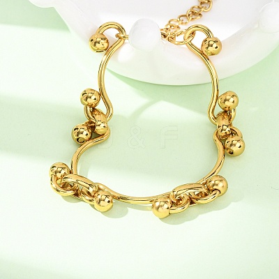 304 Stainless Steel Curved Bar Link Chain Bracelets for Women BJEW-F536-15G-1