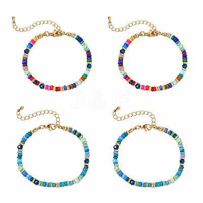 2 Colors Bohemian Dyed Natural Shell Heishi Beaded Bracelet Sets MF5991-2-1