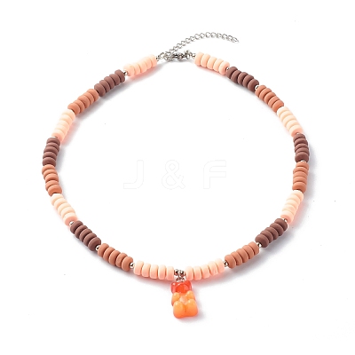 Polymer Clay Beaded Necklaces NJEW-JN03585-02-1