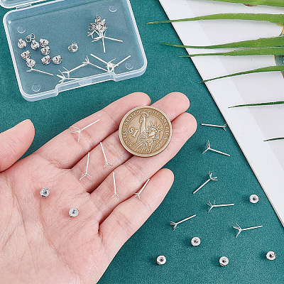 10Pairs 5 Styles 925 Sterling Silver Ear Studs FIND-PH0022-51-1