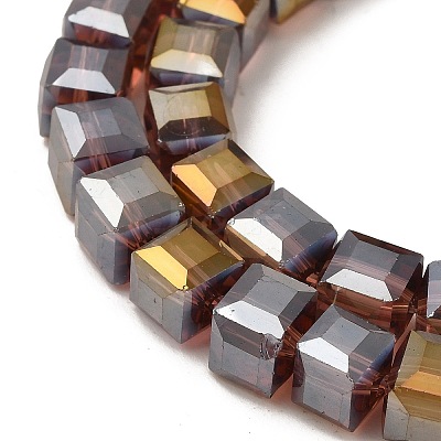 Electroplate Glass Beads Strands EGLA-D018-8x8mm-81-1