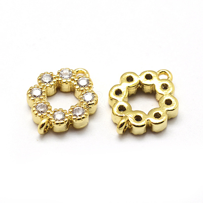 Brass Micro Pave Grade AAA Cubic Zirconia Links ZIRC-P071-14G-NR-1