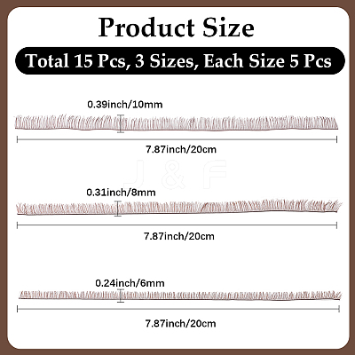 15Pcs 3 Styles Plush Craft Doll Eyelashes Strips DOLL-CP0001-07B-1