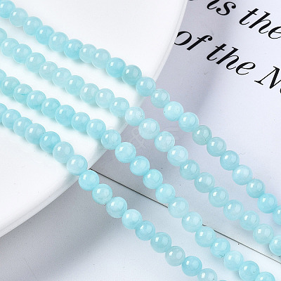 Natural Dyed Yellow Jade Gemstone Bead Strands G-R271-4mm-Y04-1