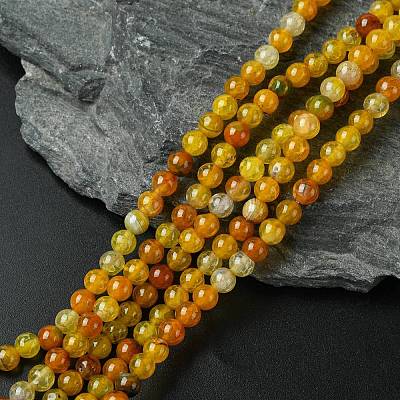 Dyed Natural Dragon Veins Agate Beads Strands G-C068-6mm-15-1