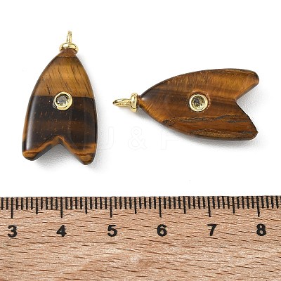 Brass & Natural Tiger Eye & Cubic Zirconia Pendants GG-CBAD360-20G-01-1