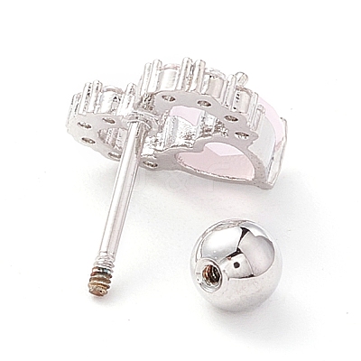 Double Heart Cat Eye Stud Earrings for Women LS-EJEW-A065-13P-1