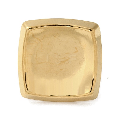 Ion Plating(IP) 304 Stainless Steel Square Open Cuff Rings for Women RJEW-Z053-05G-1