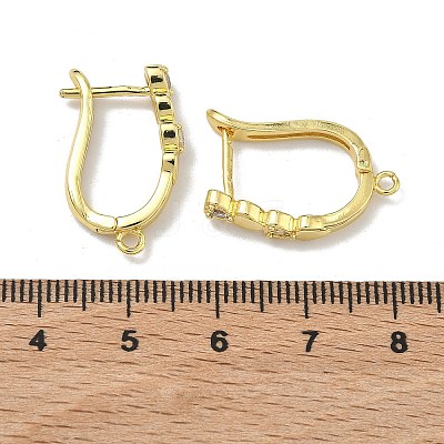Heart Brass Micro Pave Clear Cubic Zirconia Earring Findings KK-D226-05G-1