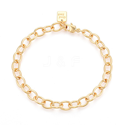 Brass Cable Chain Bracelets for Women BJEW-N032-07B-G-1