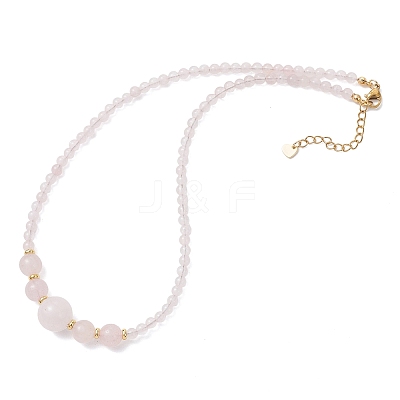 Natural Green Aventurine & Rose Quartz & Larvikite & Lapis Lazuli & Amethyst & Carnelian Round Graduated Beaded Necklaces NJEW-JN05654-1