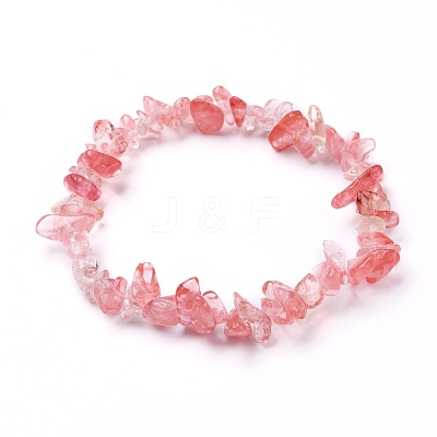Cherry Quartz Glass Chip Beads Stretch Bracelets BJEW-JB05765-02-1