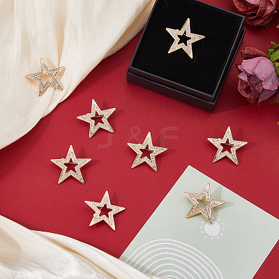 8Pcs Star Alloy Rhinestone Lapel Pinks for Backpack Clothes JEWB-DC0001-35G-1