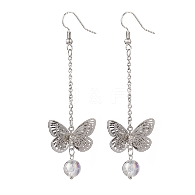 Brass Butterfly Dangle Earrings EJEW-JE06664-1