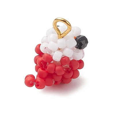 Glass Seed Beaded Bird Charms PALLOY-MZ00971-04-1