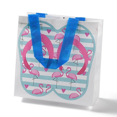 Summer Beach Theme Printed Flip Flops Non-Woven Reusable Folding Gift Bags with Handle ABAG-F009-E10-1