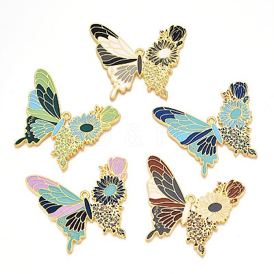 Rack Plating Alloy Enamel Big Pendants ENAM-N056-398-G-1
