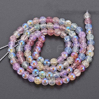 Electroplate Crackle Glass Bead Strands X-GLAA-S192-C-006B-1