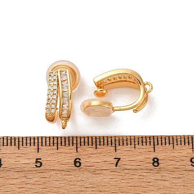 Brass Micro Pave Clear Cubic Zirconia Clip-on Earring Findings KK-K382-34G-1