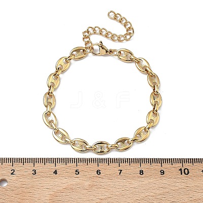 304 Stainless Steel Coffee Bean Chain Bracelets for Women BJEW-B169-02G-1