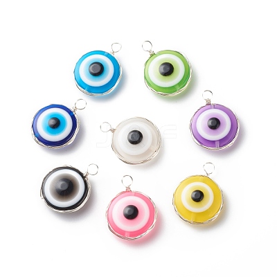Transparent Evil Eye Resin Pendants PALLOY-JF01845-02-1
