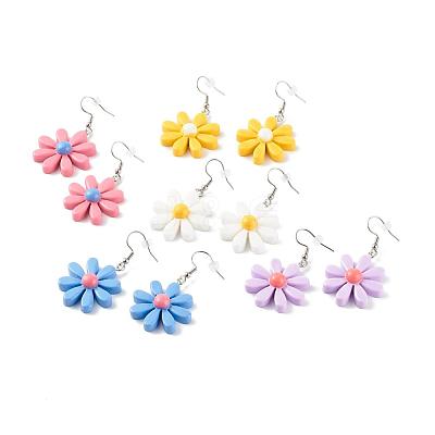 Flower Resin Dangle Earrings EJEW-JE04553-1