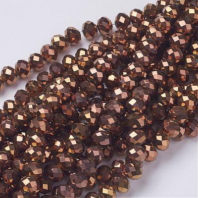 Electroplate Glass Beads Strands GR7X10MMY-C-1