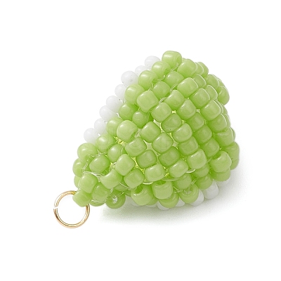 Glass Seed Beaded Fruit Pendants PALLOY-MZ00894-1