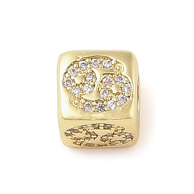 Brass Micro Pave Clear Cubic Zirconia European Beads KK-K368-01G-04-1