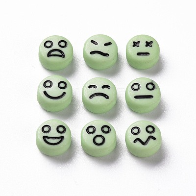 Opaque Pale Green Acrylic Beads X-MACR-N008-42-C09-1