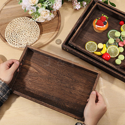 3Pcs 3 Styles Wood Tea Tray AJEW-PH0009-97-1