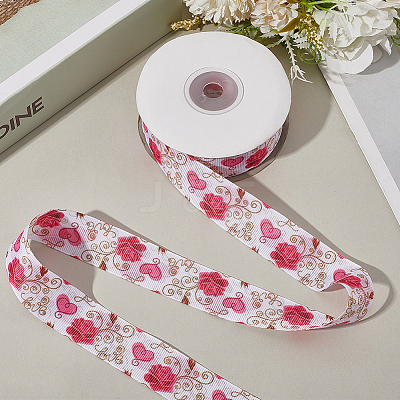 1 Roll Printed Polyester Grosgrain Ribbon SRIB-CY0001-15-1