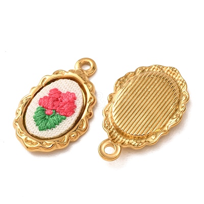 304 Stainless Steel & Cloth Embroidered Pendants FB-CBAFBAF-04G-1