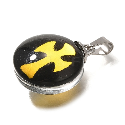 Flat Round 201 Stainless Steel Acrylic Pendants STAS-U036-01P-08-1