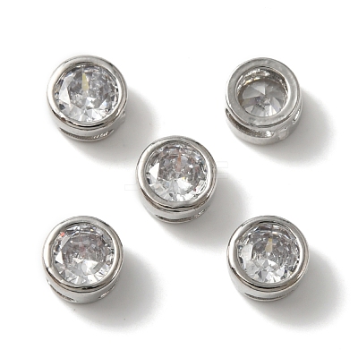 Rack Plating Brass Micro Pave Cubic Zirconia Slide Charms KK-C020-13P-1