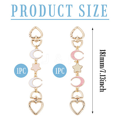 2Pcs 2 Colors Alloy White and Red Enamel Moon Star Bag Extender Chains HJEW-TAC0137-1