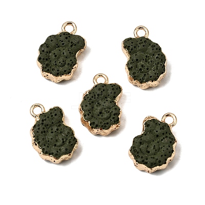 Dyed Synthetic Lava Rock Pendants G-P614-05G-10-1