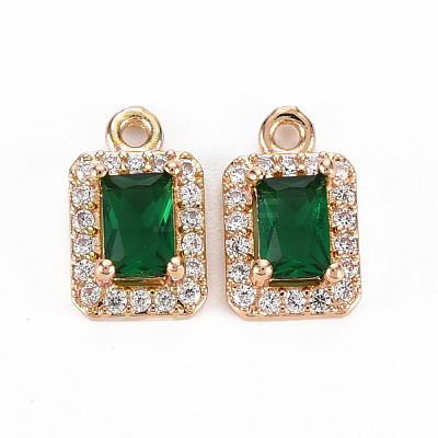 Rack Plating Brass Micro Pave Clear Cubic Zirconia Charms KK-T060-13-RS-1