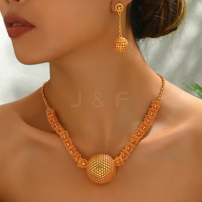 Elegant Middle Eastern Alloy Hollow Round Necklace & Earrings Sets for Women TY5682-1