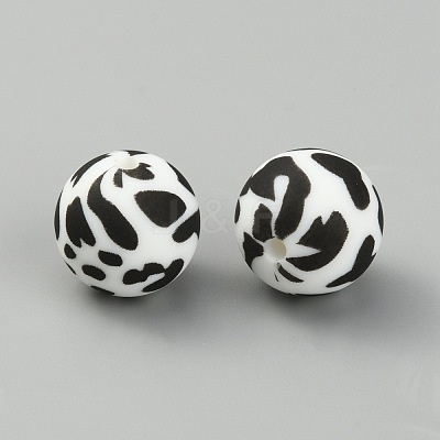 Leopar Print Pattern Silicone Beads SIL-TAC0003-06C-1