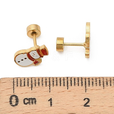 Christmas 304 Stainless Steel Stud Earrings EJEW-A144-01B-G-1