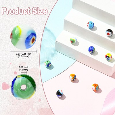 9Pcs 9 Colors Handmade Millefiori Lampwork Beads LAMP-CJ0002-41-1