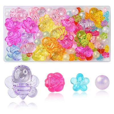 80Pcs 4 Styles Transparent Acrylic Beads MACR-FS0001-61-1
