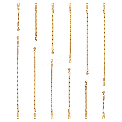 12Pcs 6 Styles 201 Stainless Steel & 304 Stainless Steel Box Chains Chain Extender FIND-UN00028-01-1