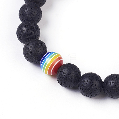 Natural Lava Rock Braided Bead Bracelets BJEW-G607-02-1