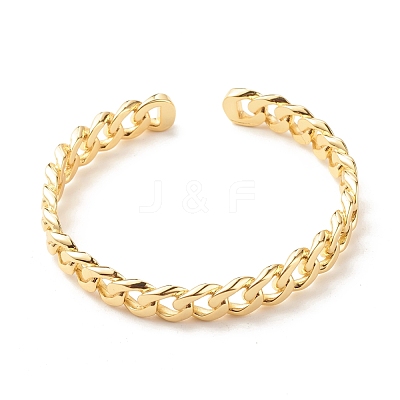 Brass Curb Chain Shape Open Cuff Bangle for Women BJEW-B054-38G-1