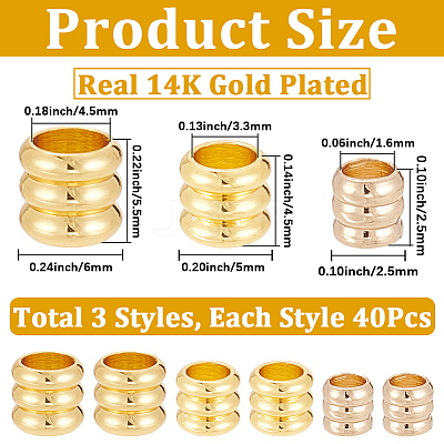120Pcs 3 Styles Brass Beads KK-SP0002-64-1