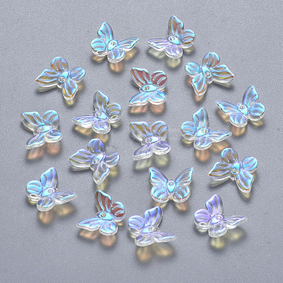 Transparent Spray Painted Glass Charms GLAA-T016-20-1