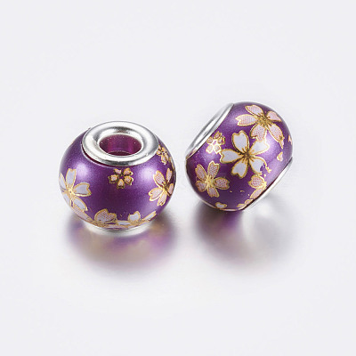 Large Hole Rondelle Glass European Beads GPDL-P004-06-1