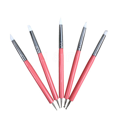 Silicone Double Head Nail Art Dotting Tools X-AJEW-L072-54B-1